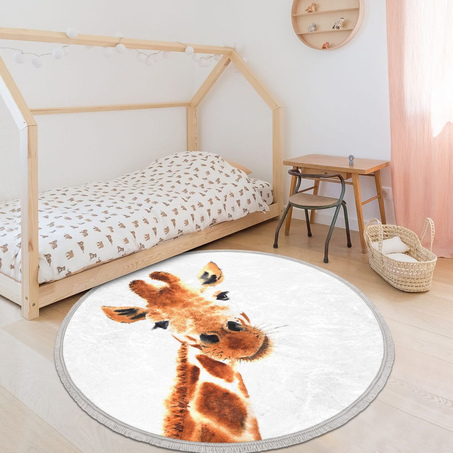 Decorative Circular Non-Slip Round Rug - Giraffe