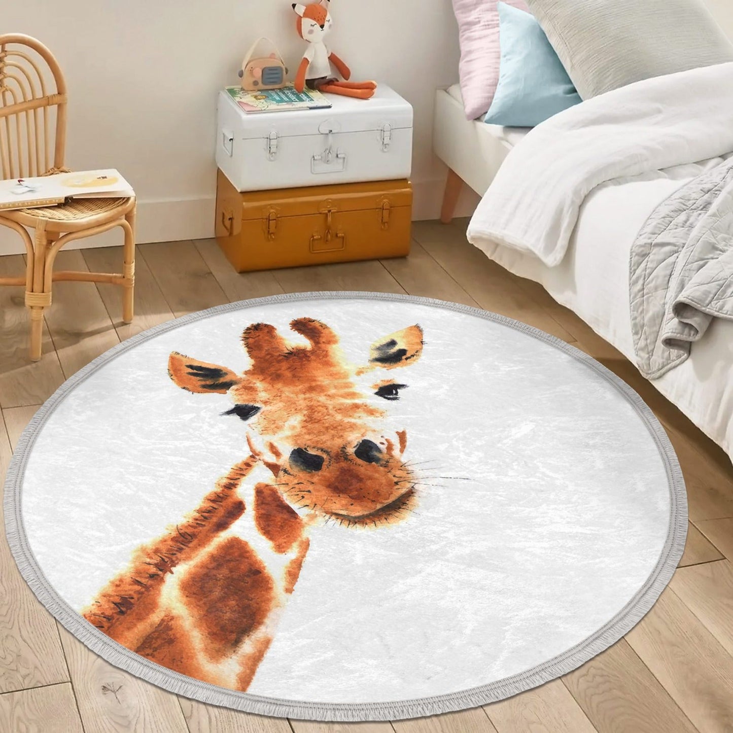 Decorative Circular Non-Slip Round Rug - Giraffe