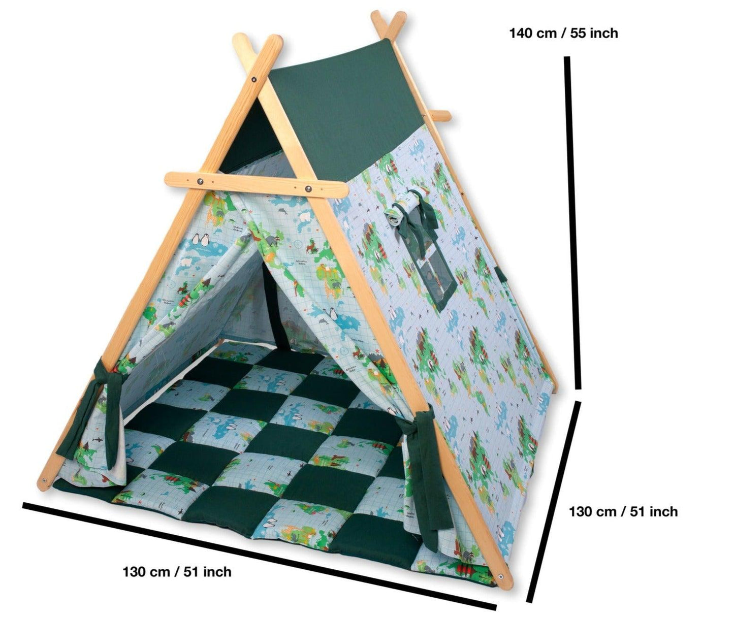 Decorative World Map Play Tent and Play Mat