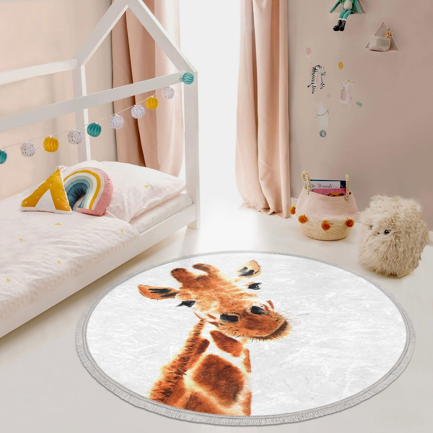 Decorative Circular Non-Slip Round Rug - Giraffe