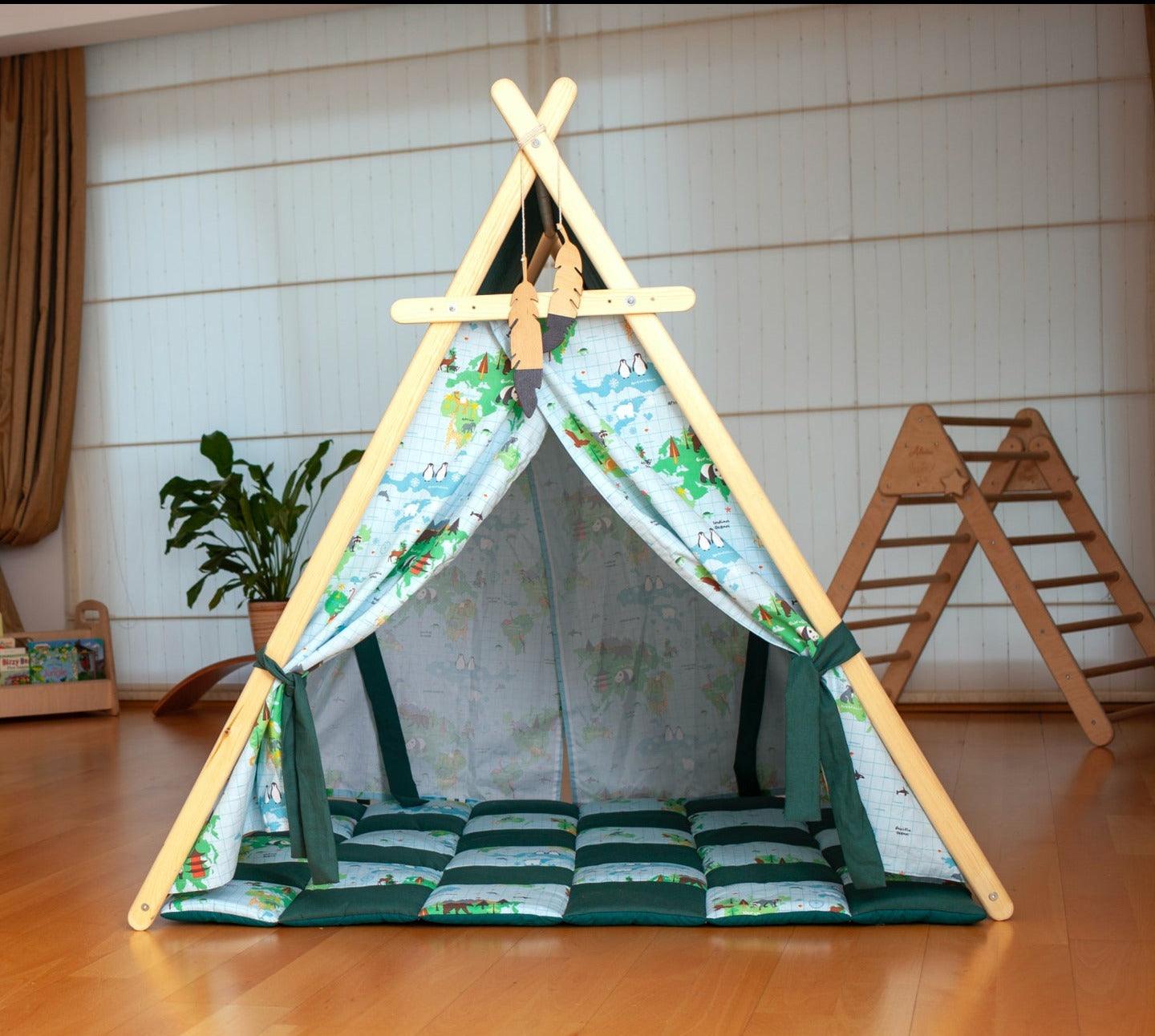 Decorative World Map Play Tent and Play Mat